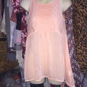 Laced flowy blouse tank